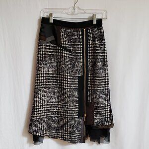 Kolor - Mixed Media Black, Brown, Tan, Blue Lined Skirt.  Size 1
